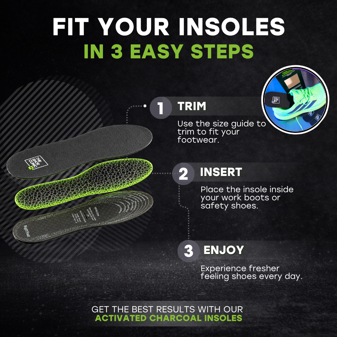 Odour Eliminating Activated Charcoal Insoles - 6 Pairs